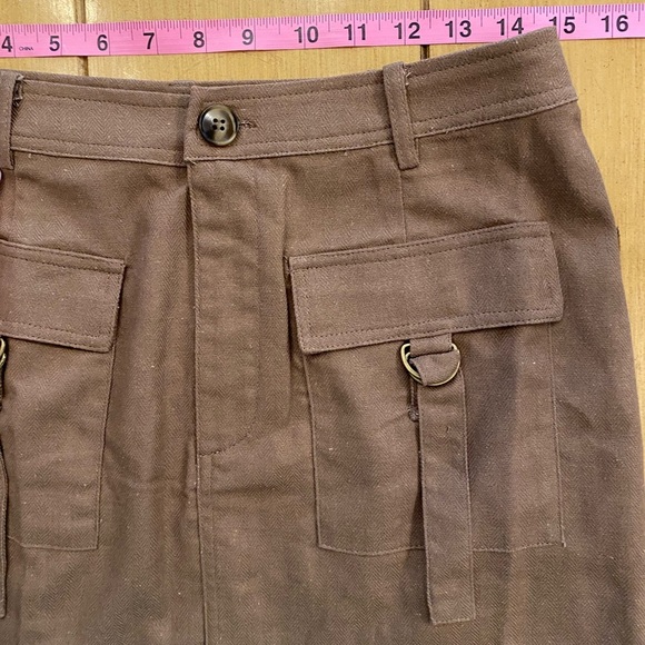 Brown Mini Skirt Pockets New Medium Sage the Label Linen & Cotton - Picture 10 of 12